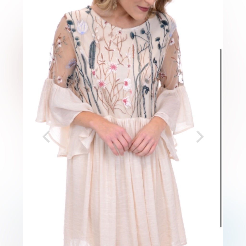 Altar’d State Secret Garden Boho Dress, Ivory Women’s S